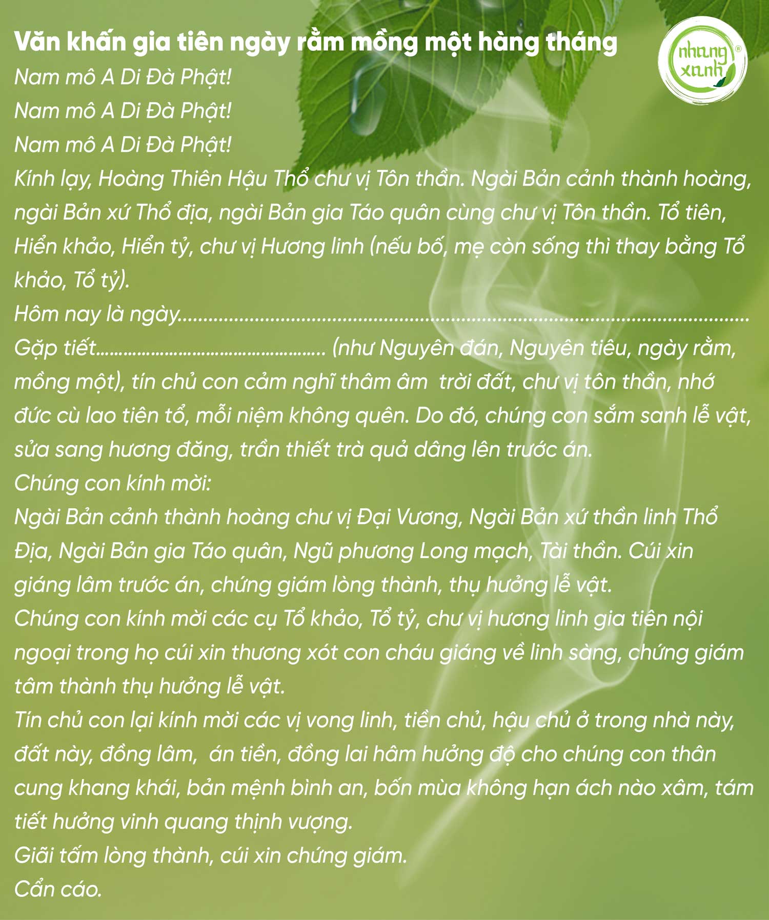 Bàn cúng gia tiên ngày rằm với mâm lễ đầy đủ
