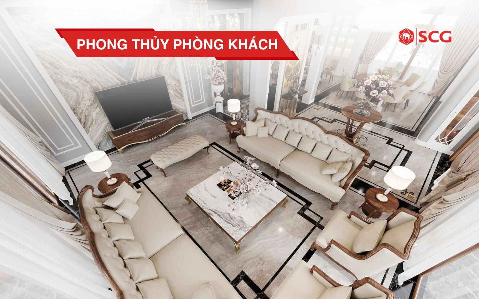 Bố trí phòng khách hợp phong thuỷ hiện đại và hài hòa