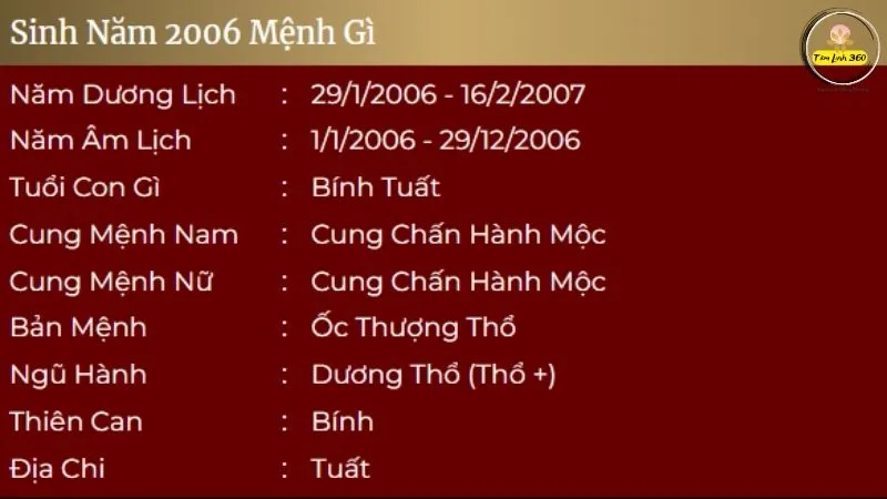 Bản đồ chiêm tinh Vệ Đà cho người sinh năm 2006