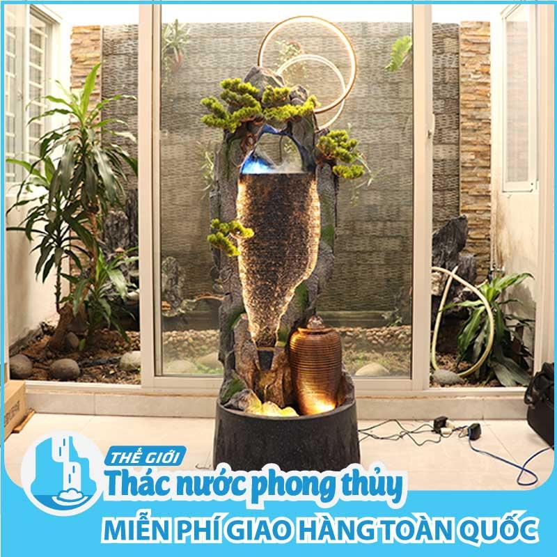 Thác nước phong thuỷ trang trí phòng khách hiện đại