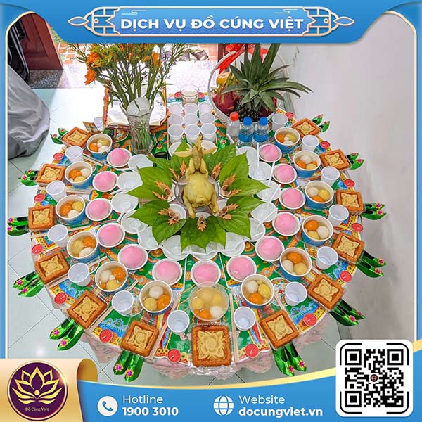 Mâm cúng thôi nôi bé gái đầy đủ và trang trọng
