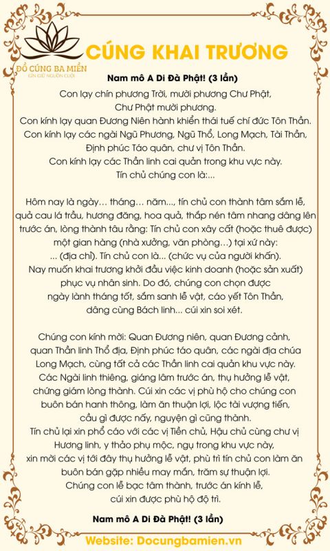 Bài cúng khai trương đơn giản mang lại may mắn