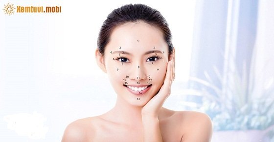 Bản đồ nốt ruồi trên khuôn mặt nữ
